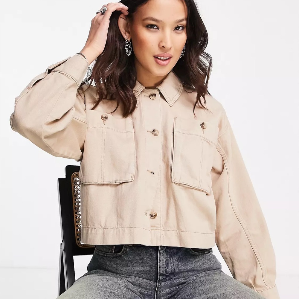 Topshop Cropped Utility Jacket XL
